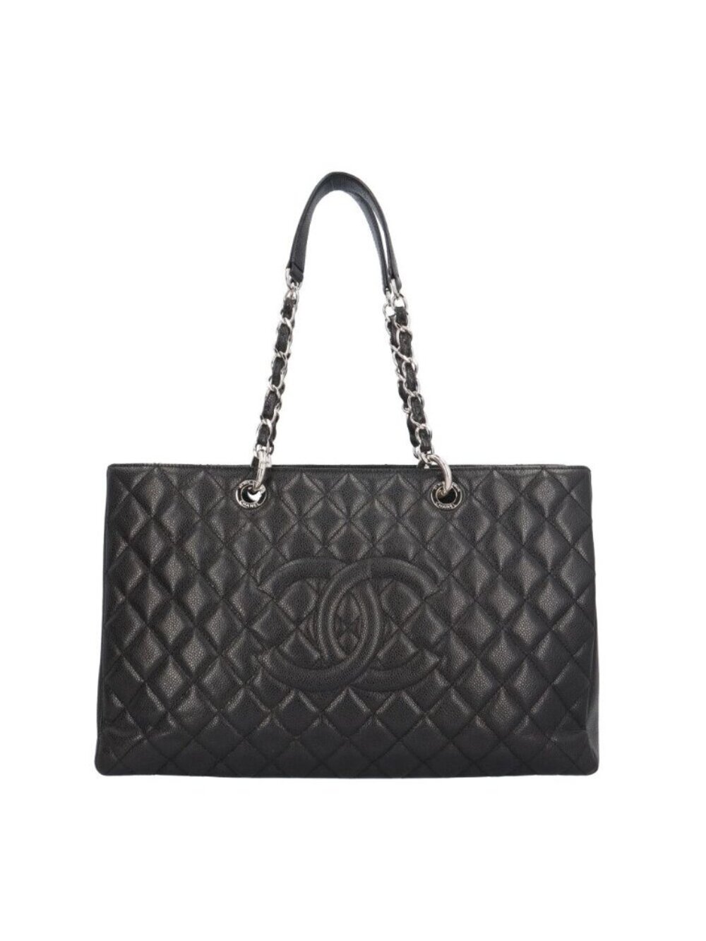 Chanel Grand Shopping Tote Bag GST XL Quilted Caviar Leather Black